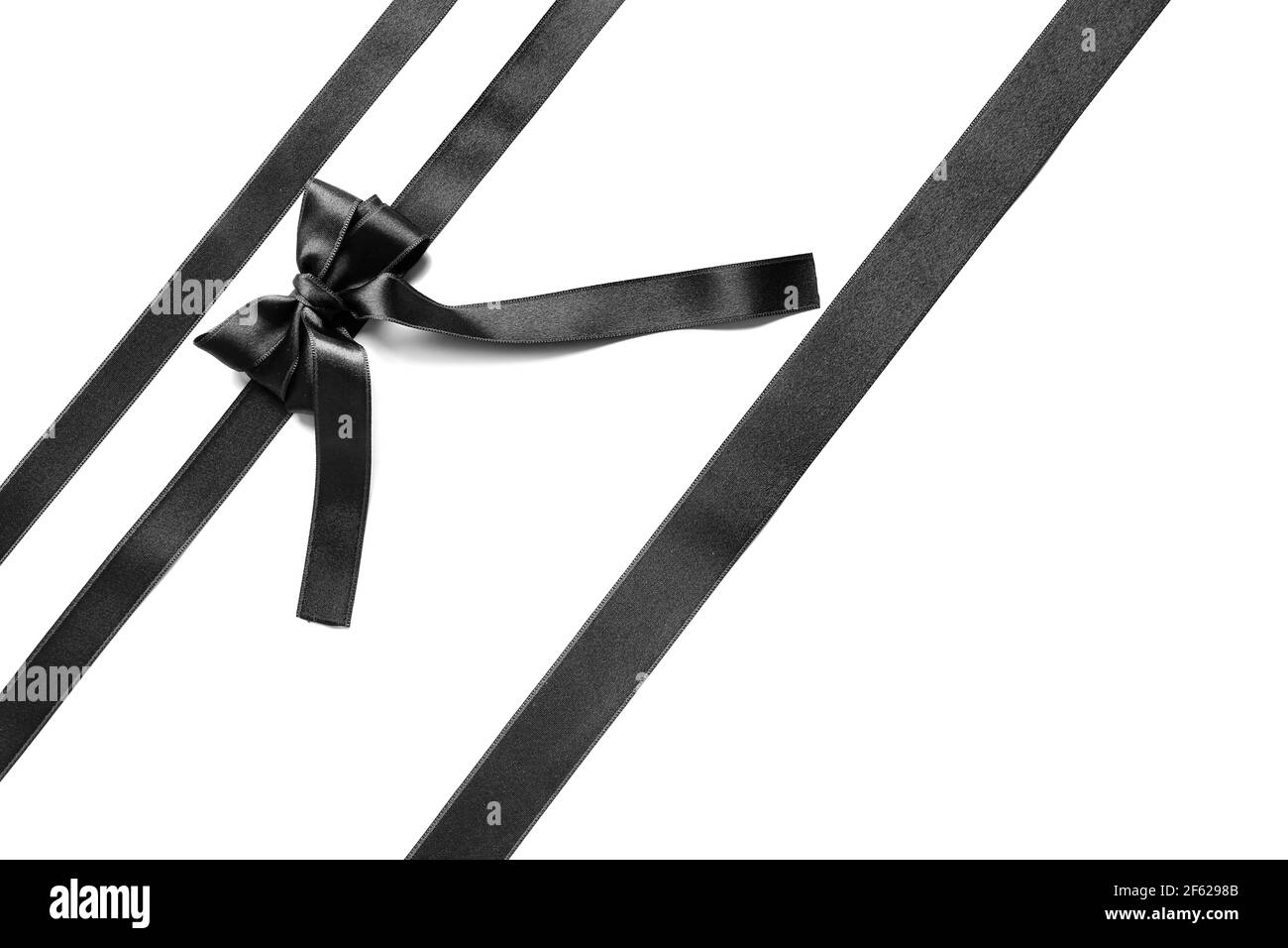 Black ribbons and bow on white background Stock Photo Alamy
