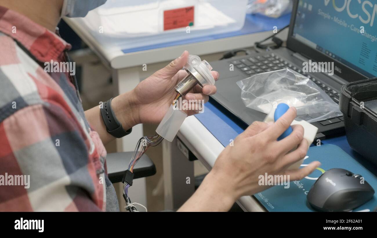 Ventilator Assembly, Covid-19 Pandemic Stock Photo