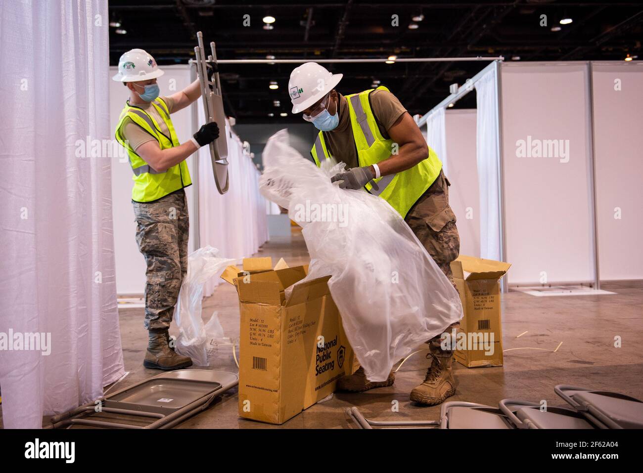 Assembling Alternate Care Facility, Covid-19 Pandemic Stock Photo