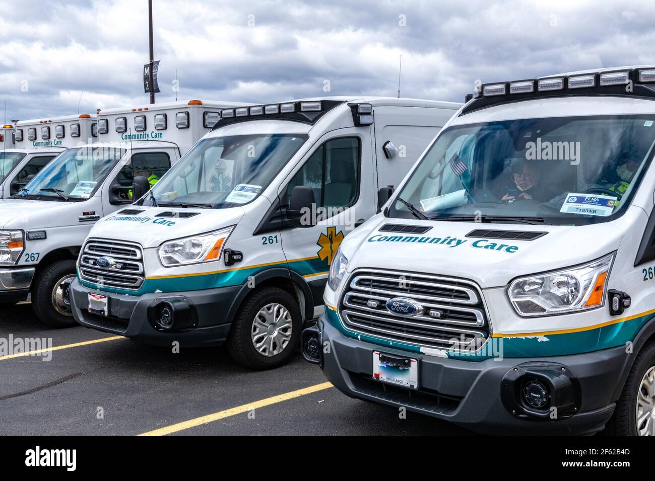 Ambulances, Coronavirus Pandemic Stock Photo