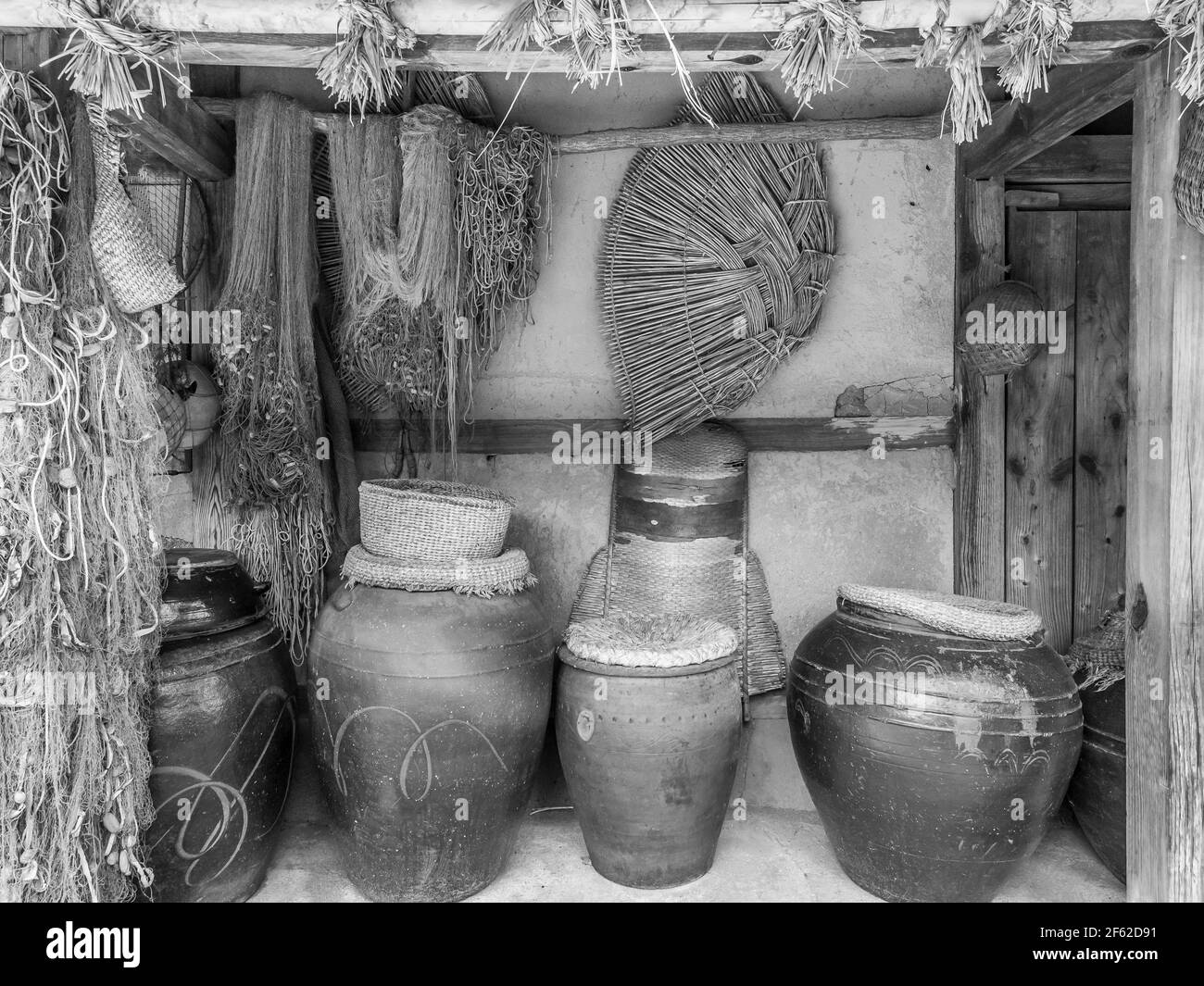Jangdok or traditional korean pots for ferment kimchi, red pepper paste