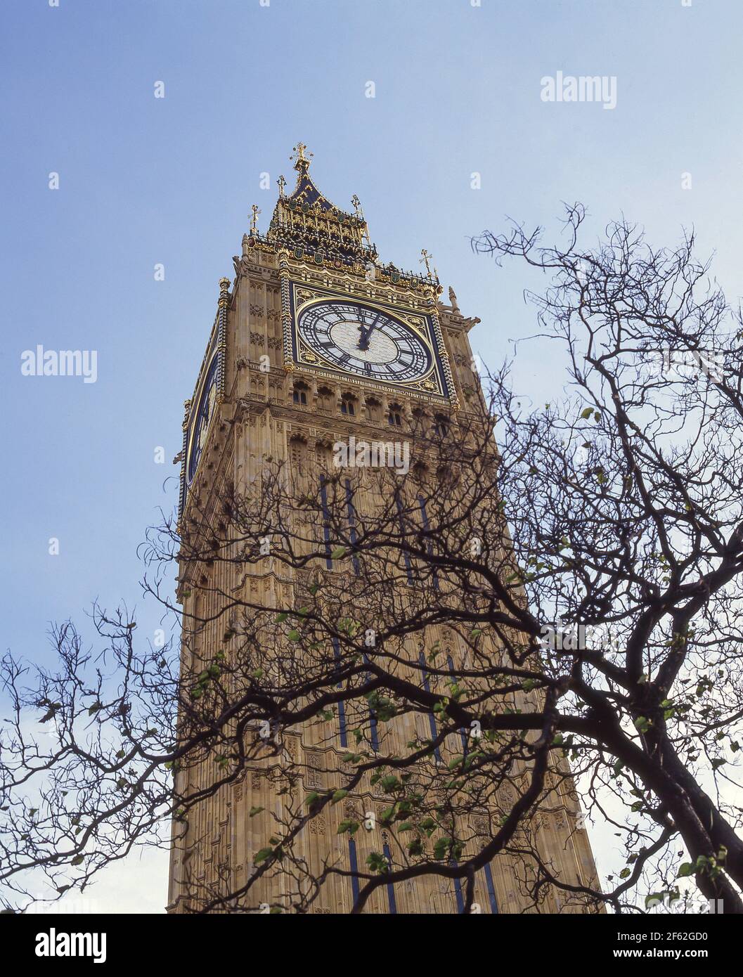 Big Ben clock tower, Houses of Parliament, Parliament Square, Westminster, City of Westminster, Greater London, England, United Kingdom Stock Photo