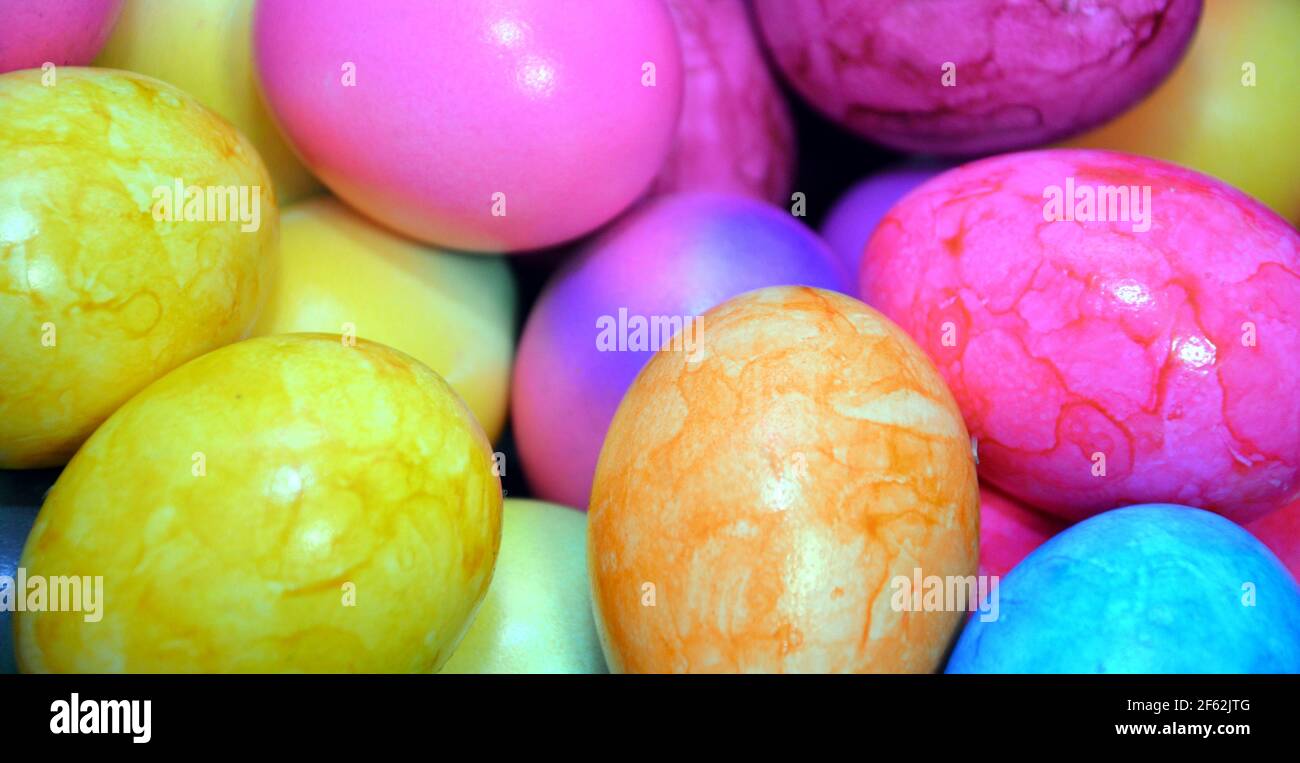 painted easter eggs, beautiful background Stock Photo