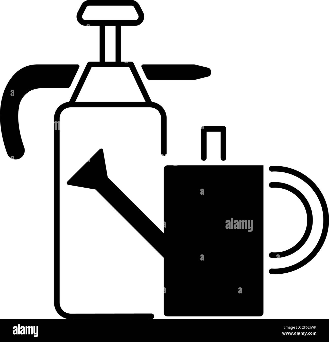 Watering can and hand sprayer black linear icon Stock Vector Image ...