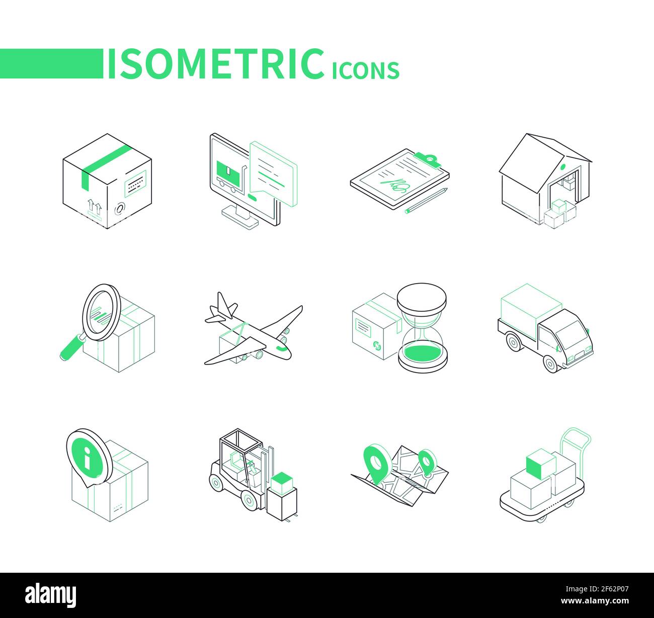 Transportation and logistics - line isometric icons set. Delivery and ...
