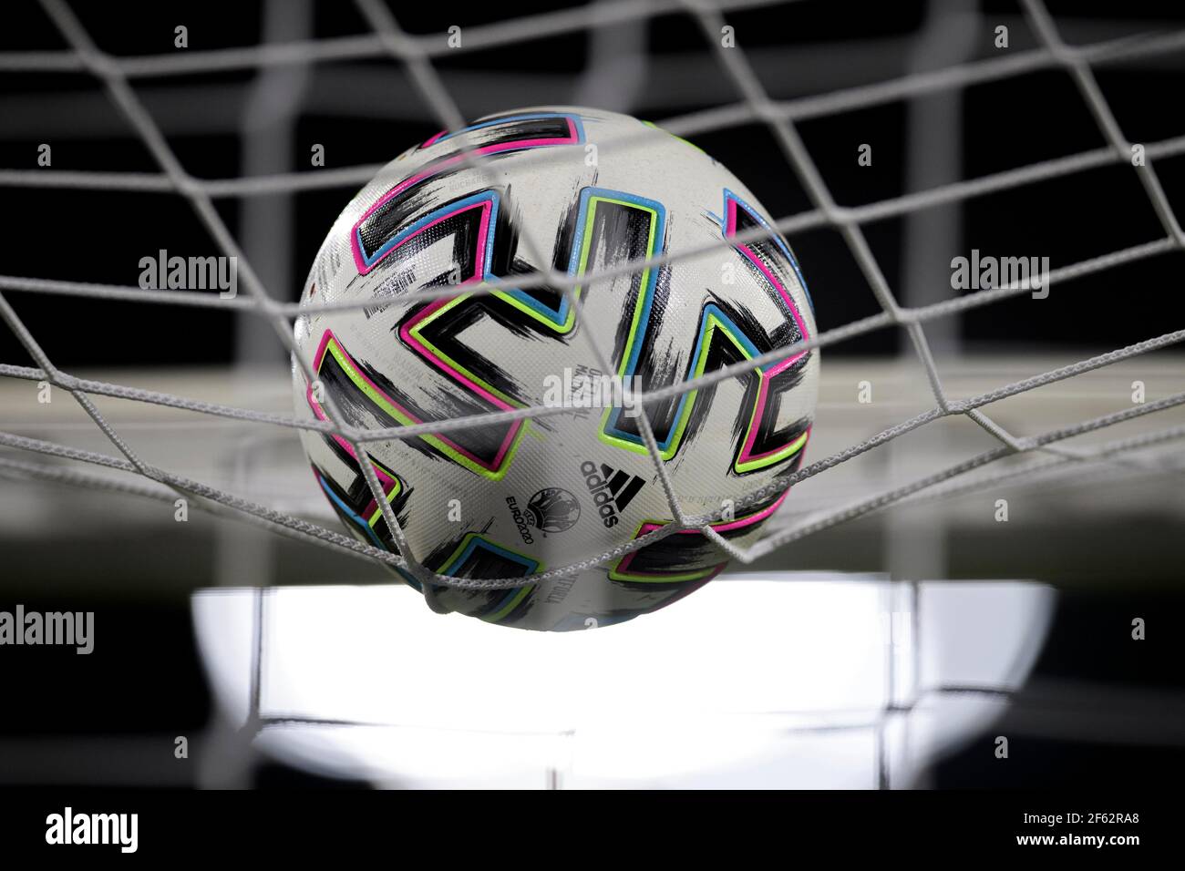 Ball in the goal net, match ball, Adidas, Euro2020, Soccer Laenderspiel,  World Cup qualification group J
