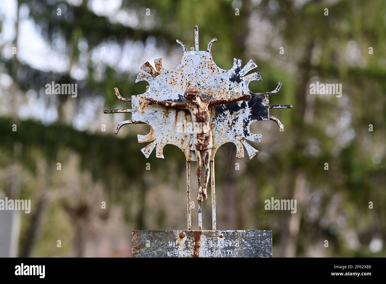 Vienna, Austria. The central cemetery in Vienna. Rusted metal cross at the central cemetery Stock Photo