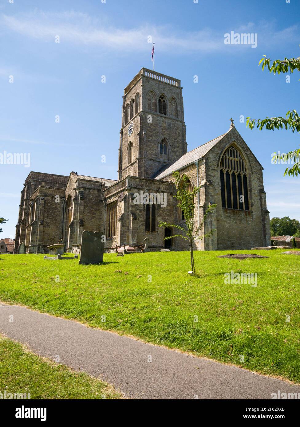 St Mary’s Church in the village of Wedmore, Somerset, England. Stock Photo