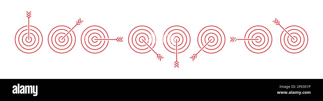 eight steps dart and arrow sign. vector darts set Stock Vector