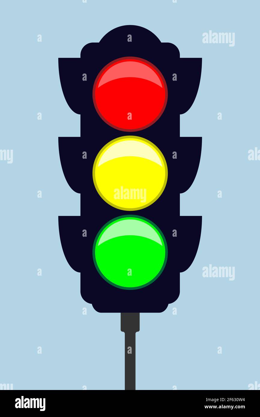 Traffic light - vector icon. Flat style. Vector illustration Stock Vector