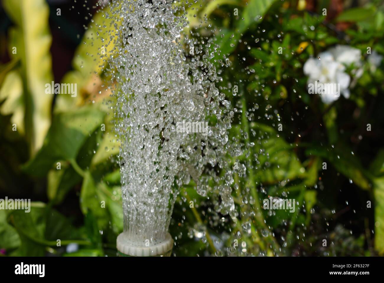 Water fountain in home garden , a water display system Stock Photo