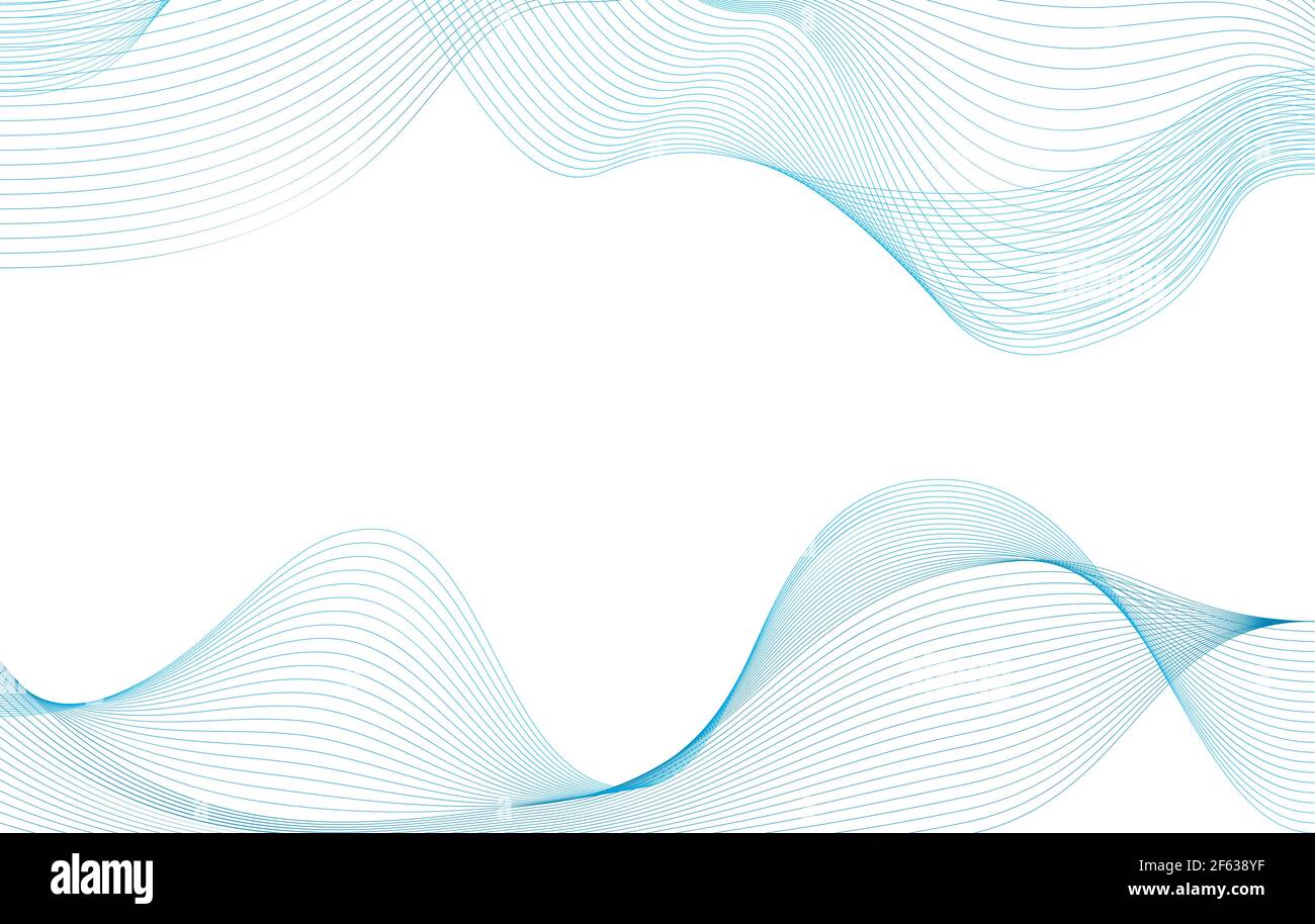 Abstract wave from curved lines of blue color on white background with ...