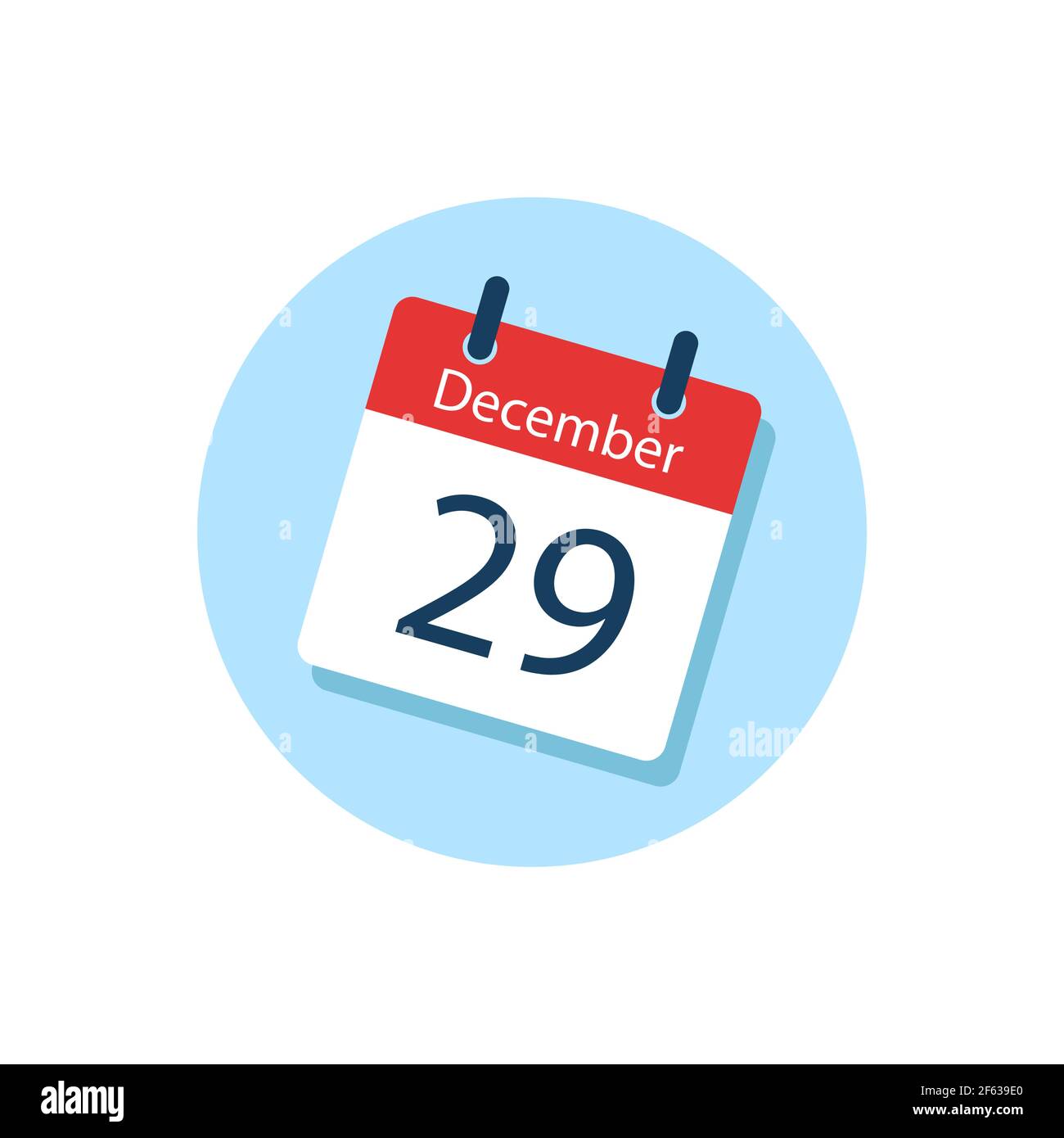 White daily calendar Icon December in a Flat Design style. Easy to edit Isolated vector Illustration. Stock Vector