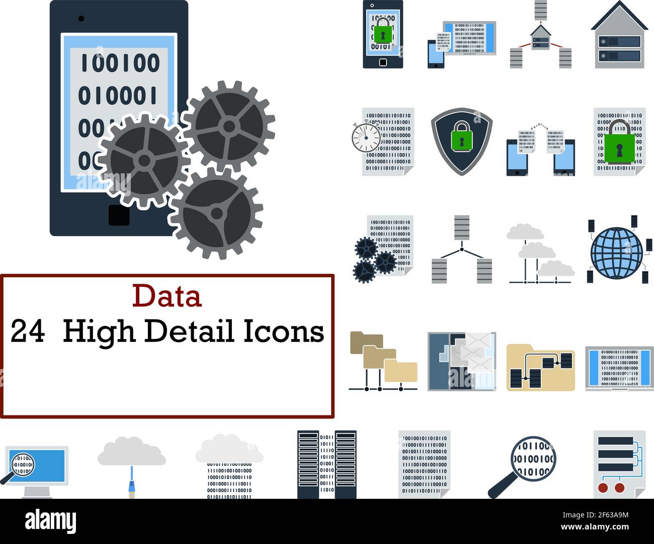 Data Icon Set. Flat Design. Fully editable vector illustration. Text ...