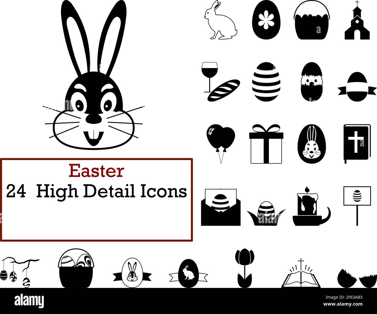 Easter Icon Set. Cute and Smooth Glyph Design. Fully editable vector illustration. Text expanded. Stock Vector