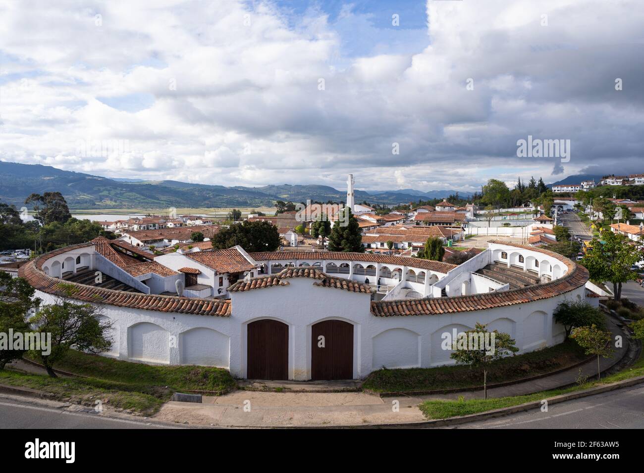 view of the village and arena of Guatavita, Cundinamarca, Colombia Stock Photo