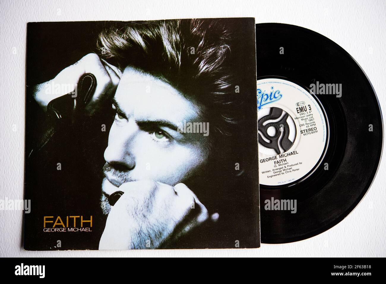 Seven inch vinyl picture cover version of the hit single Faith by George Michael, which was released in 1987 Stock Photo