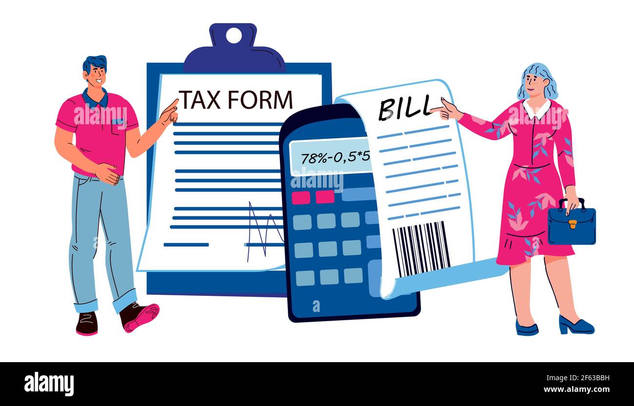 Tax consultation banner with financial advisors standing next to tax