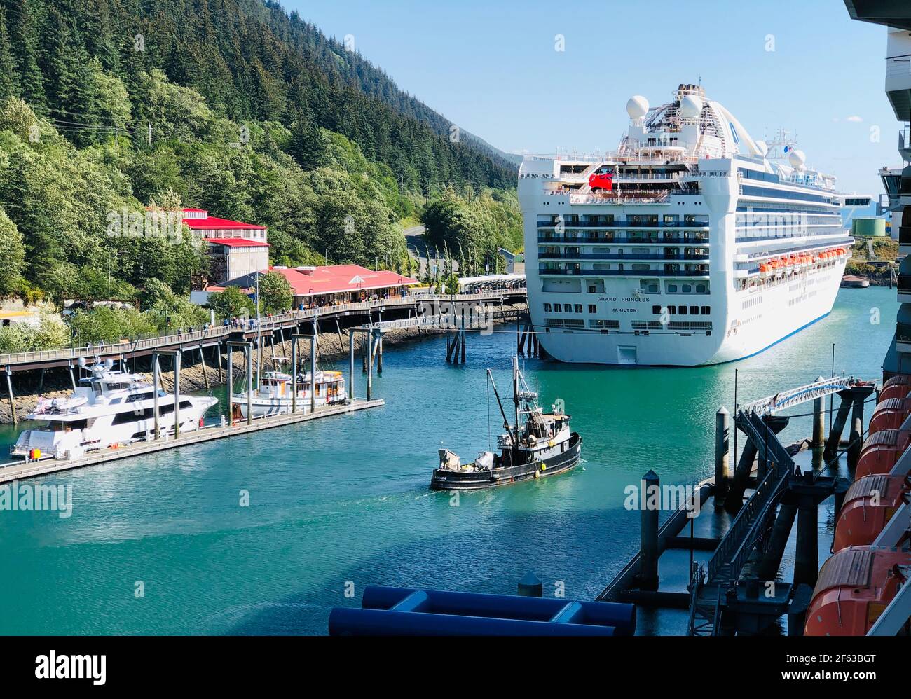 View of the Juneau Alaska Cruise Ship port and tourist center Stock