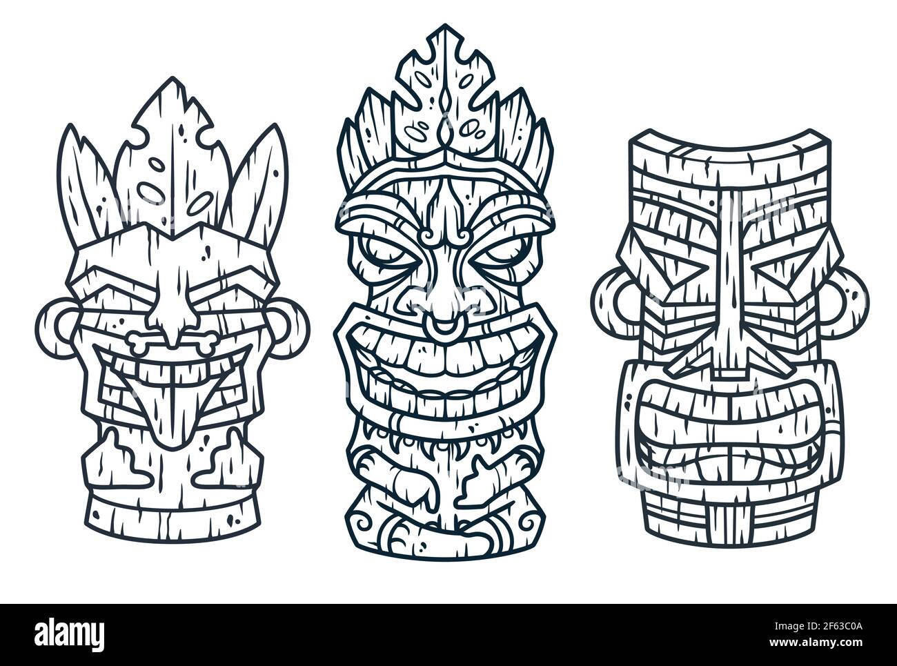 Trendy hawaii tiki mask or face idol. Ethnic totem Stock Vector Image & Art  - Alamy