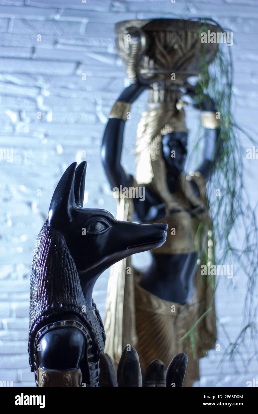 Statue of Mythology Jackal Anubis Stock Photo - Image of life