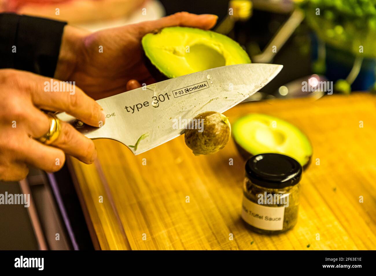 Online cooking course with the head chef Song Lee from the restaurant Nikkei Nine in Hamburg Stock Photo