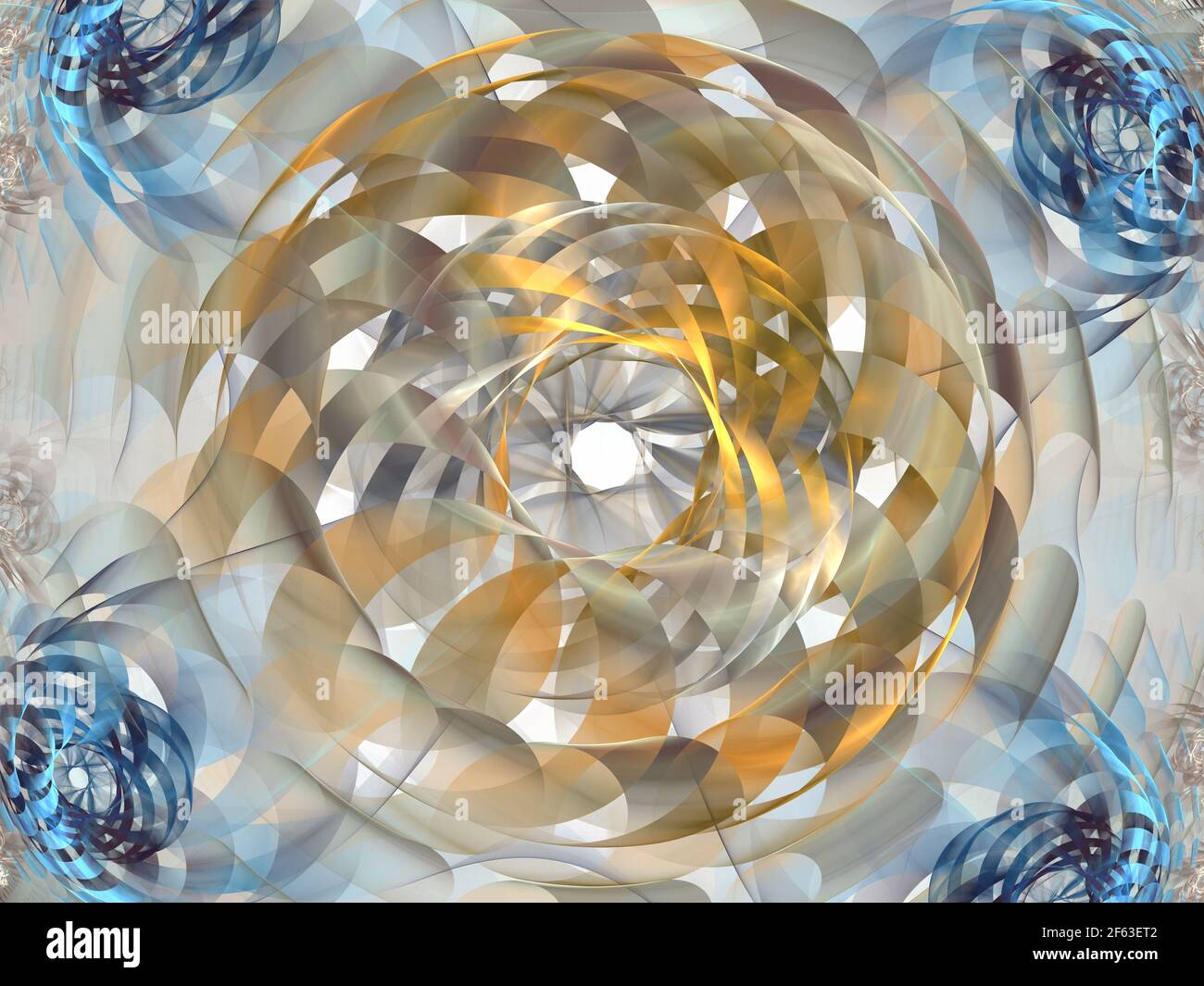 Abstract fractal Spiral structure consisting of luminous spheres, bubbles and swirls. Elegance background composition - raster fractal 3D spheres grap Stock Photo