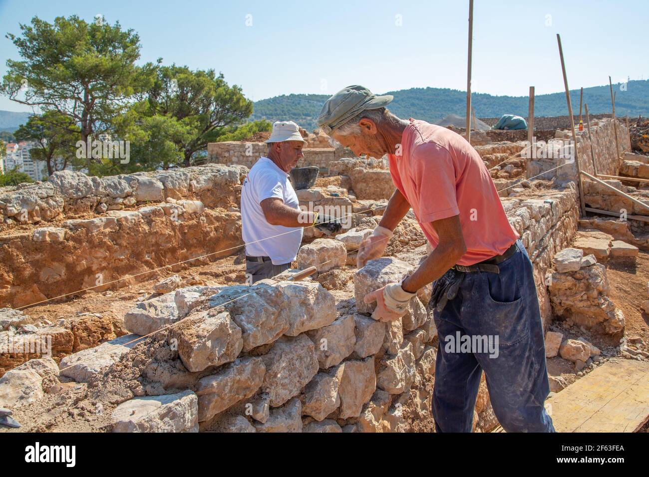 STONE MASONRY ON FORTRESS ST. IVAN ŠIBENIK Stock Photo