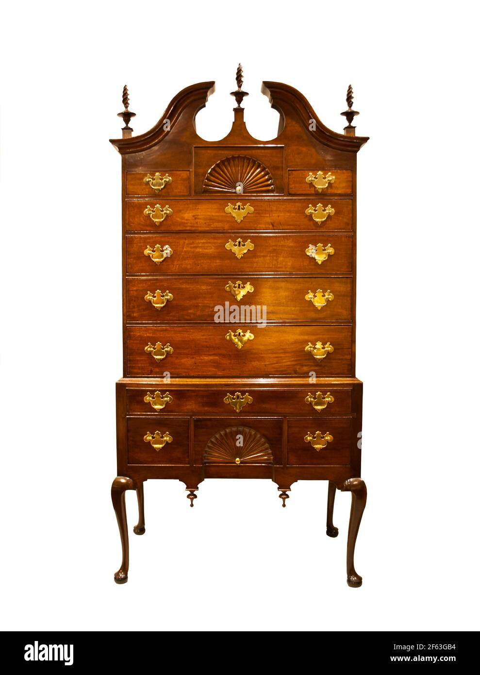 Mahogany high chest from mid eighteen century production. Stock Photo