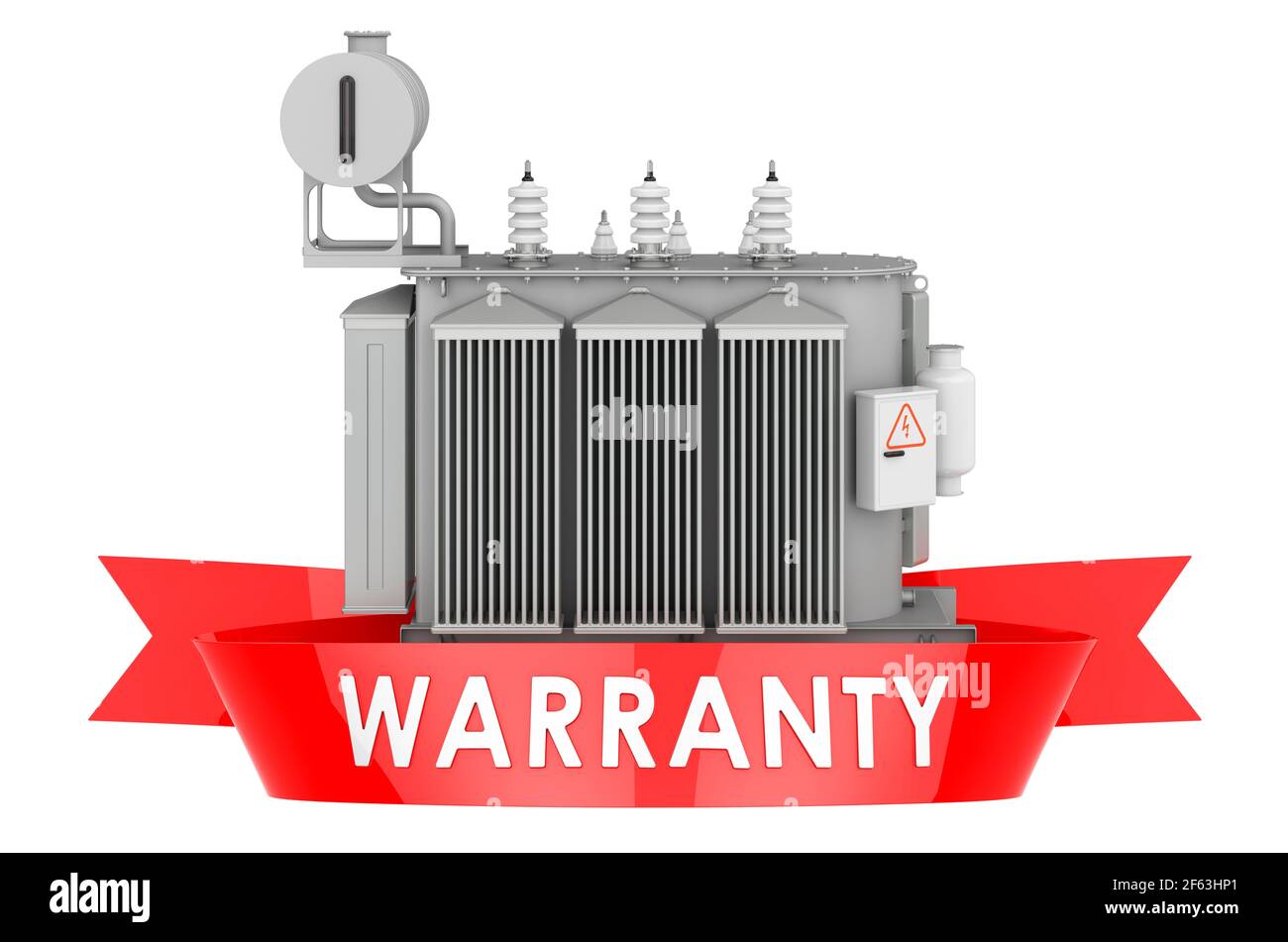 Oilfilled transformer warranty concept. 3D rendering isolated on white
