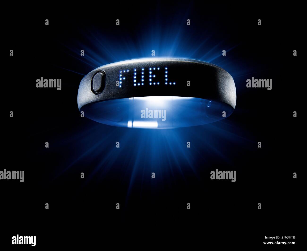 nike fuel band with blue glow Stock Photo