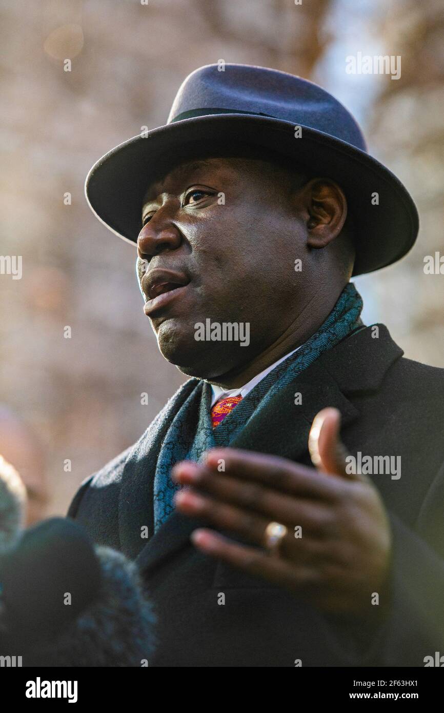 MARCH 29 Minneapolis, MN Lawyer Benjamin Crump speaks outside the