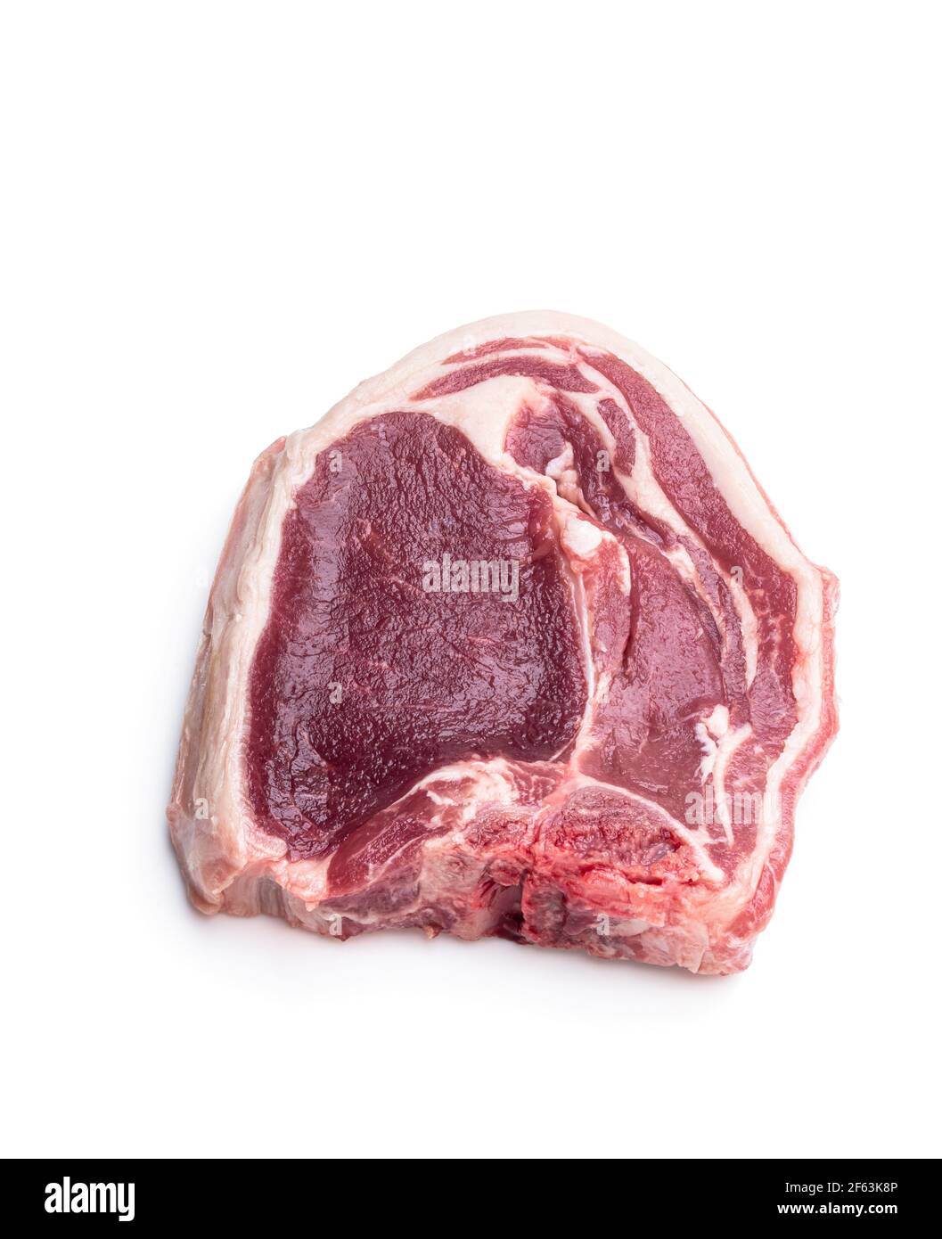 Raw fresh  lamb chop isolated on white Stock Photo