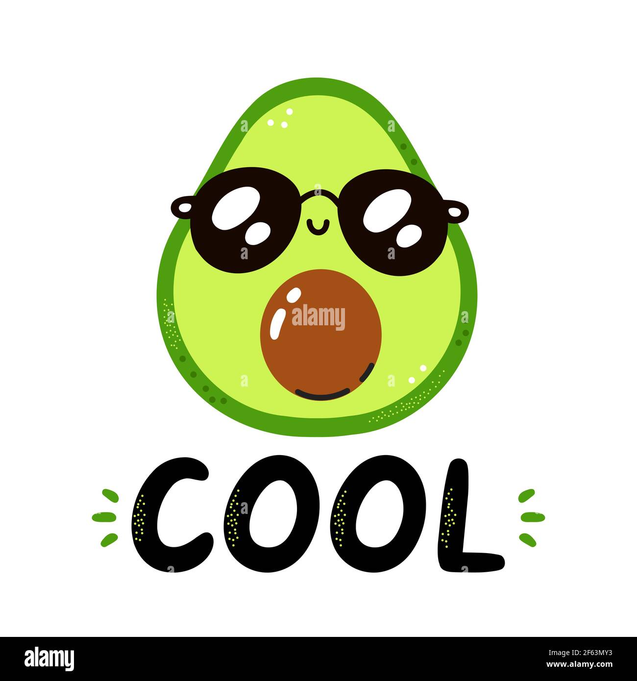 Cute funny avocado in sunglasses. Cool quote. Vector scandinavian style cartoon character