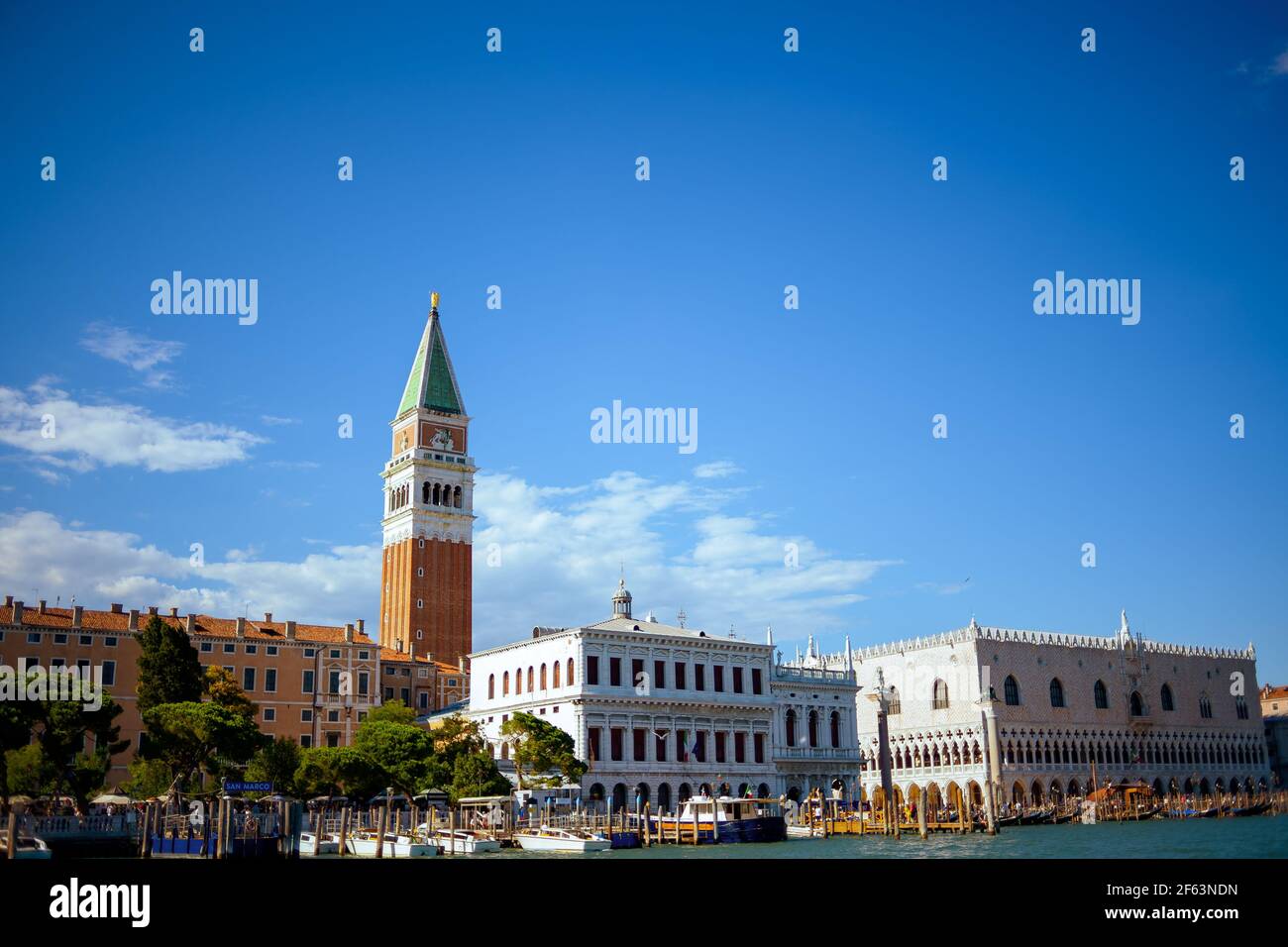 landscape with saint marks campanile and doges palace in Venice, Italy. Stock Photo
