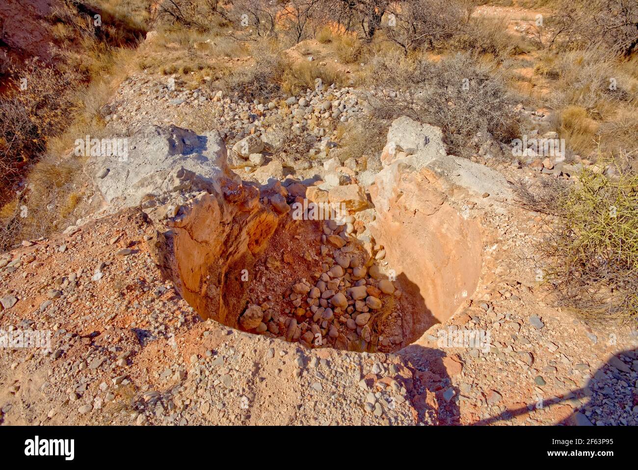 The remnants of the historic Lime Kiln along the Lime Kiln Trail in Dead Horse Ranch State Park. Located in Cottonwood Arizona. Stock Photo