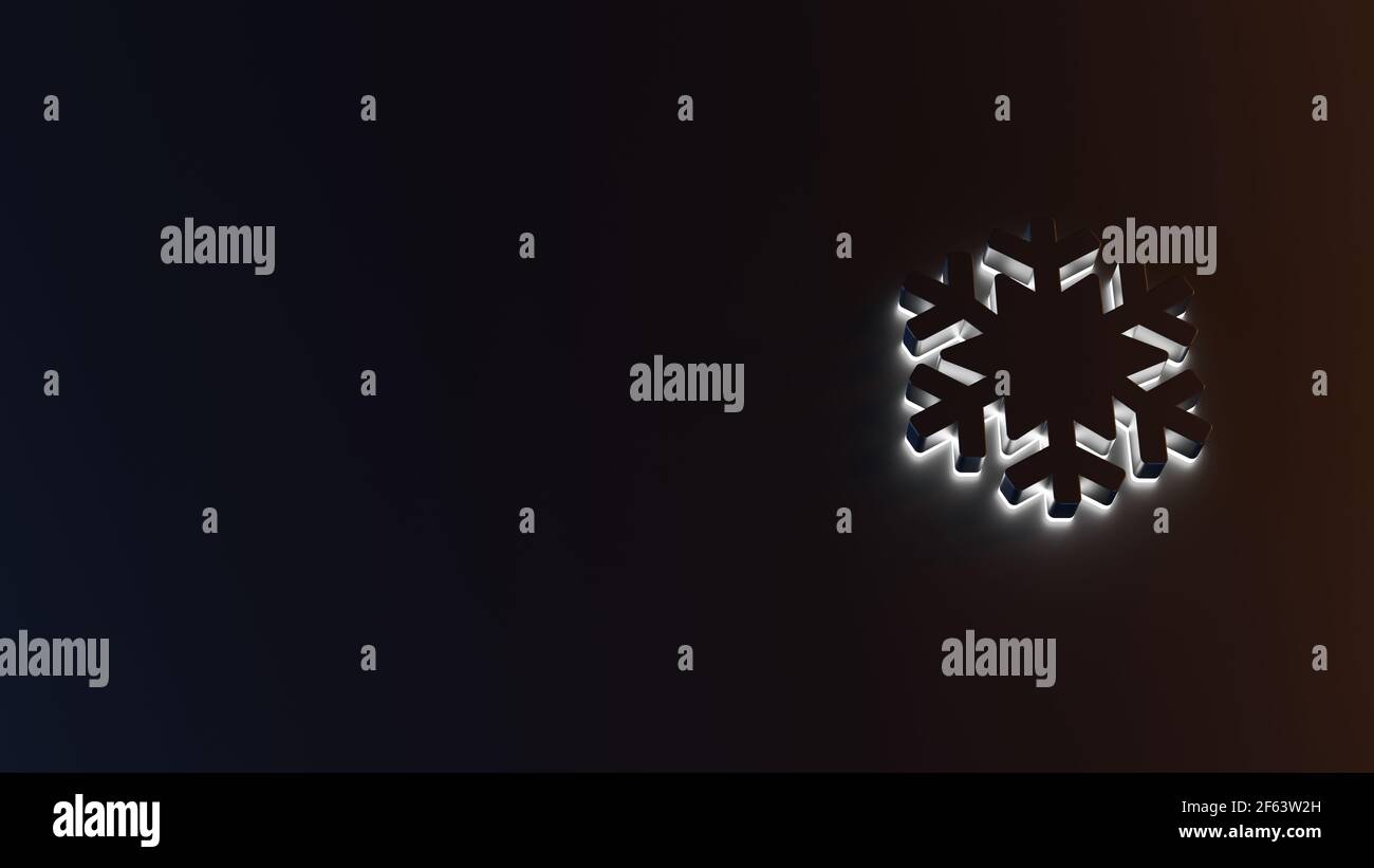 3d rendering of white light stripe symbol of snowflake in winter on ...