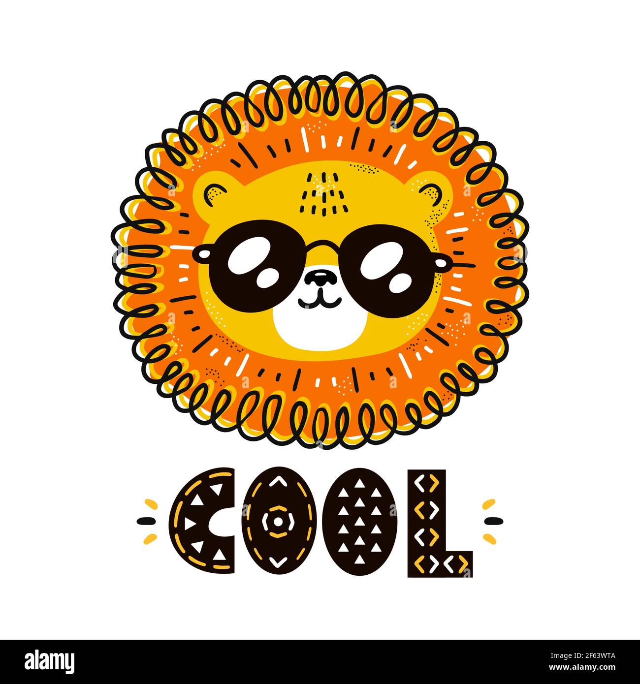 Cute funny lion in sunglasses. Cool quote. Vector scandinavian style  cartoon character illustration. Isolated on white background. Tiger  character nursery print for t-shirt,card,poster concept Stock Vector Image  \u0026 Art - Alamy, image size:1300x1390