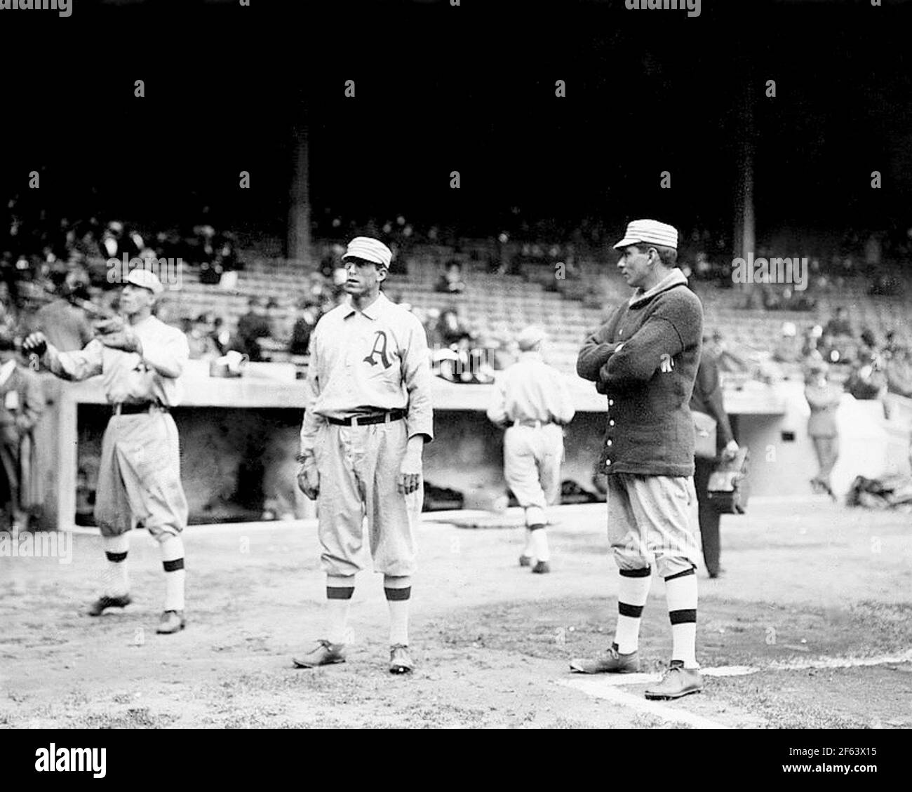 Eddie Plank & Charles Albert 'Chief' Bender, Philadelphia Athletics, 1911. Stock Photo