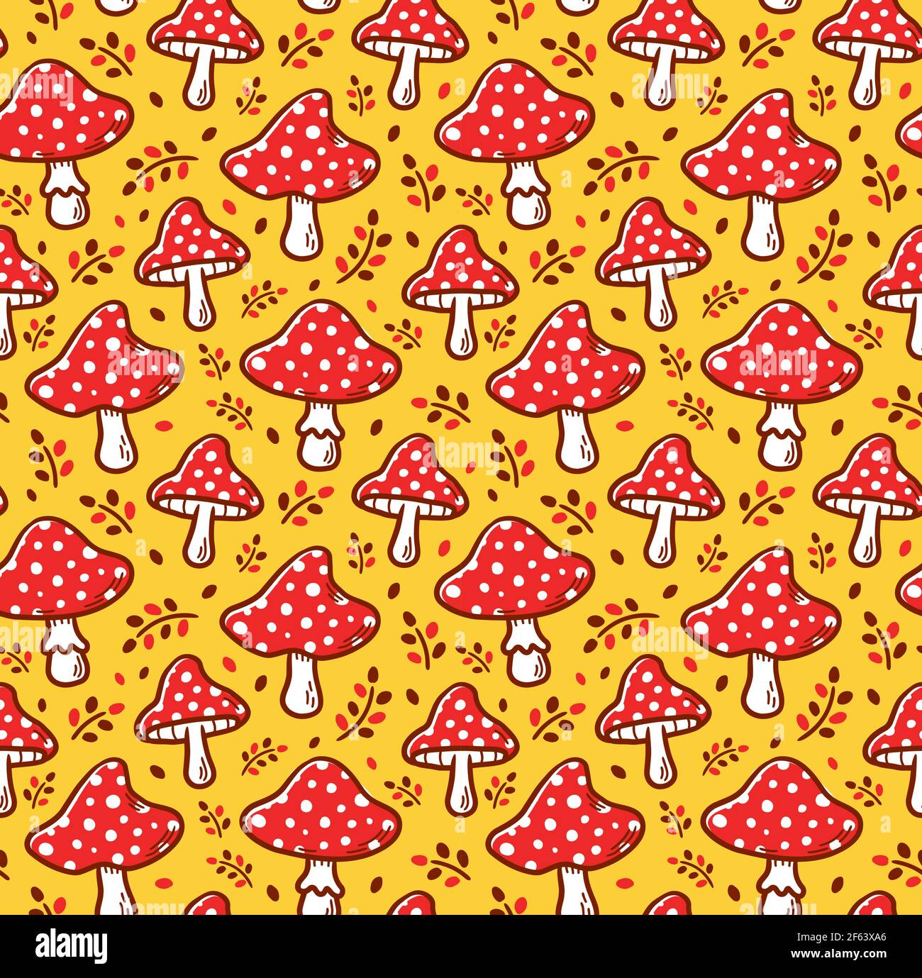 Amanita mushroom seamless pattern. Vector cartoon illustration icon design. Amanita mushroom seamless pattern concept Stock Vector