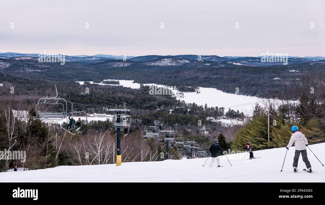 Skiing on Shawnee Peak, Bridgton, Maine Stock Photo Alamy