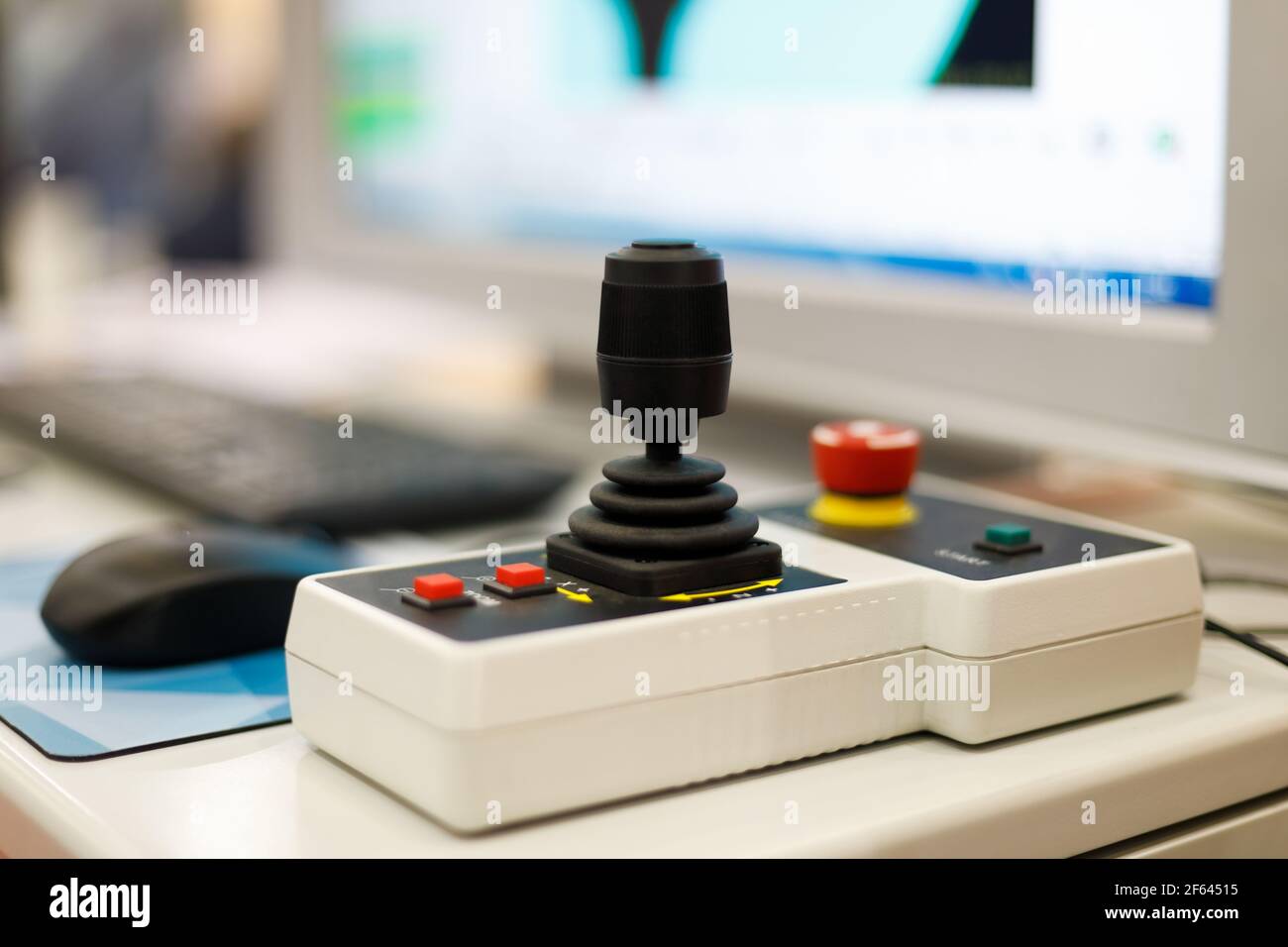 Manual controller of a coordinate measuring machine. Selective focus Stock Photo Alamy