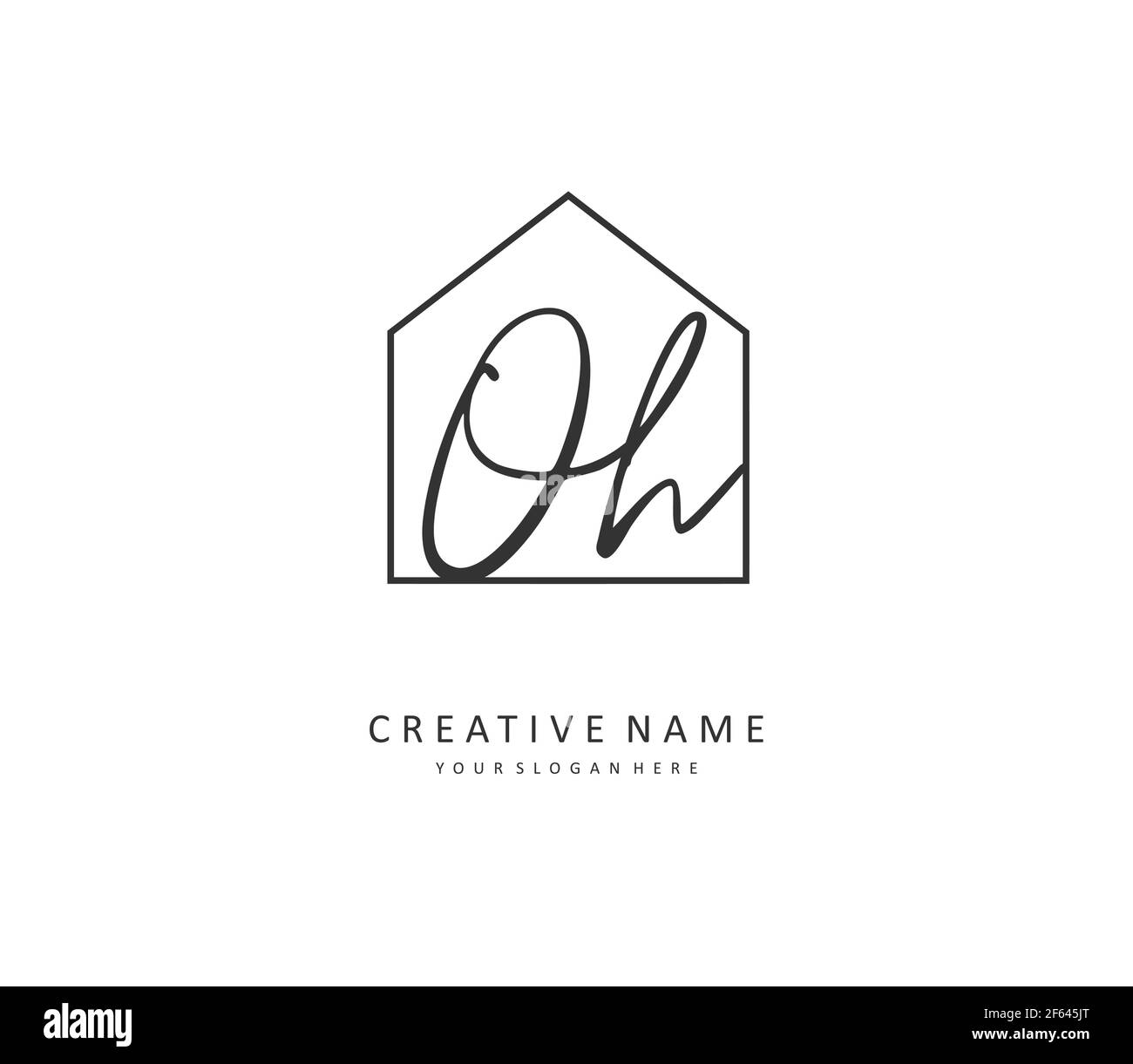 O H OH Initial letter handwriting and signature logo. A concept handwriting initial logo with template element. Stock Vector