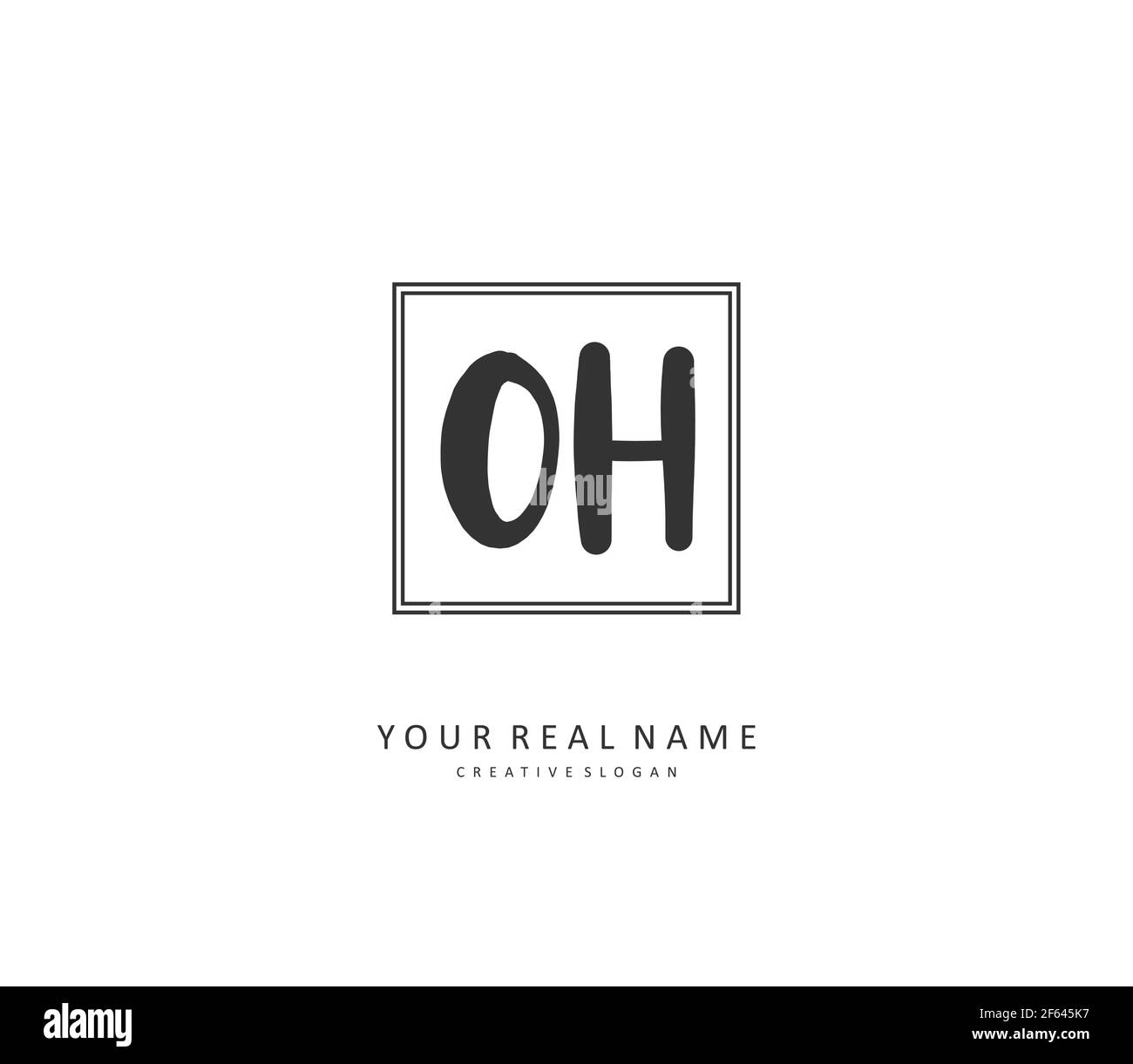 O H OH Initial letter handwriting and signature logo. A concept handwriting initial logo with template element. Stock Vector