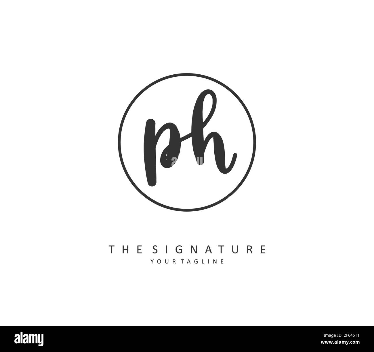 P H PH Initial letter handwriting and signature logo. A concept