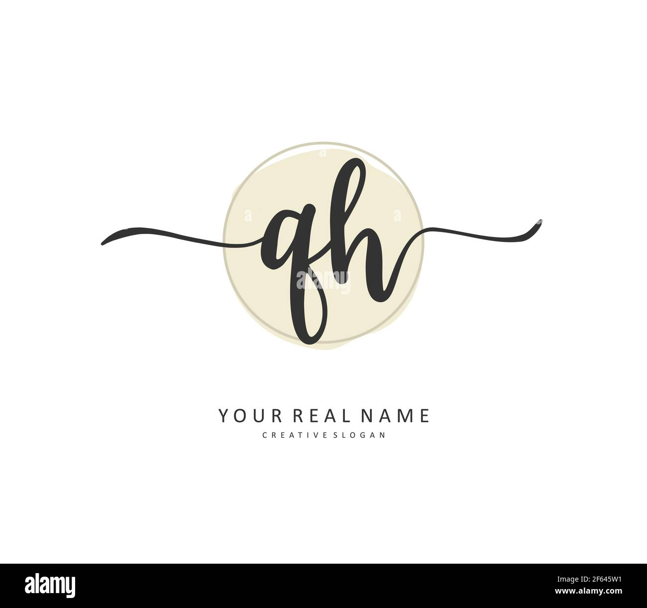 Q H QH Initial letter handwriting and signature logo. A concept ...