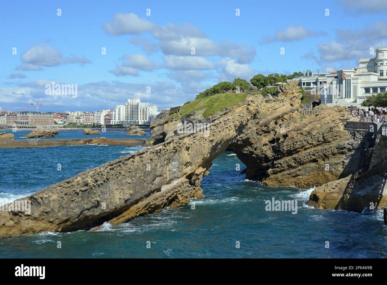 Arch of rocks on the coast of Biarritz-France Stock Photo