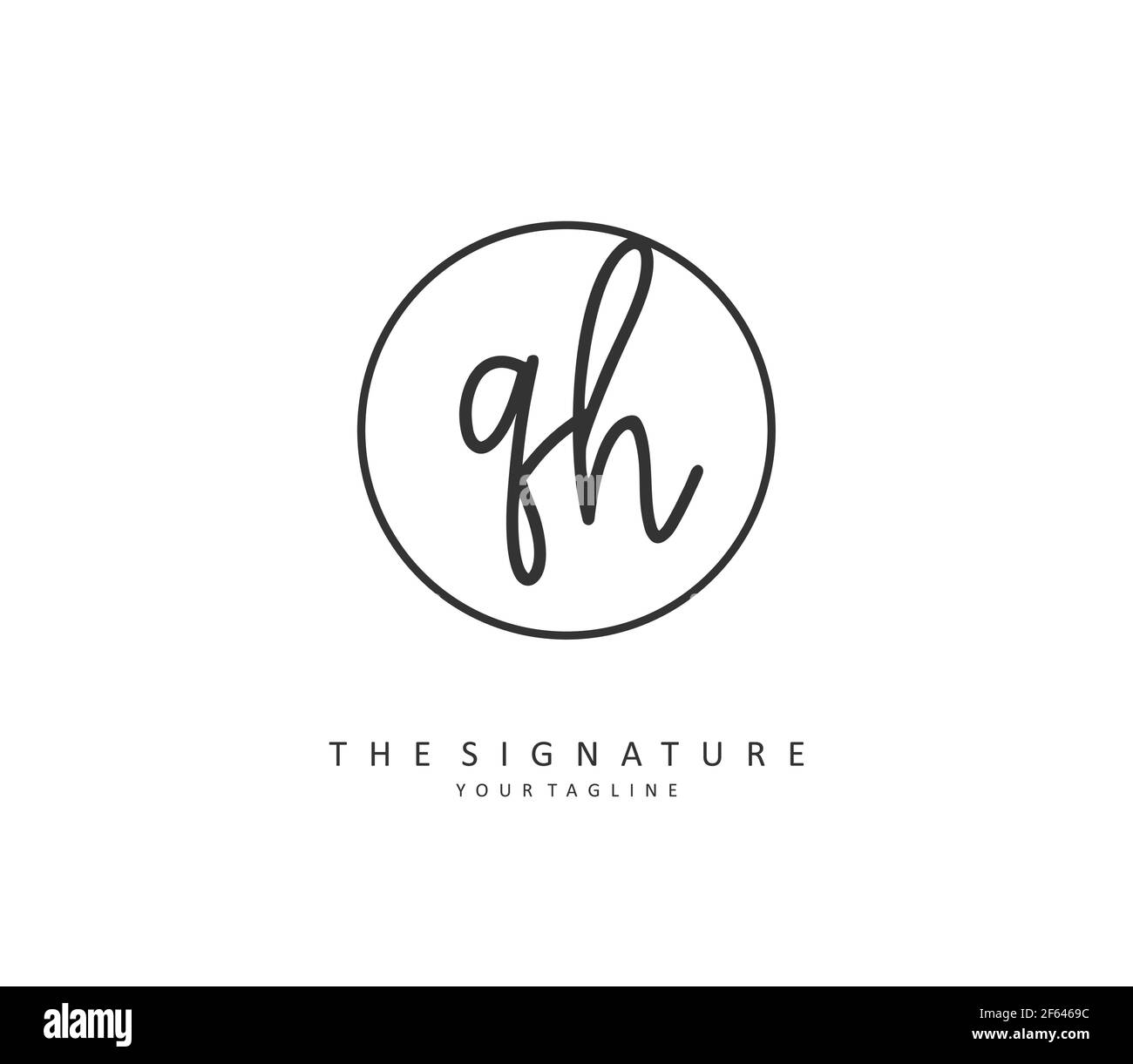 Q H QH Initial letter handwriting and signature logo. A concept ...