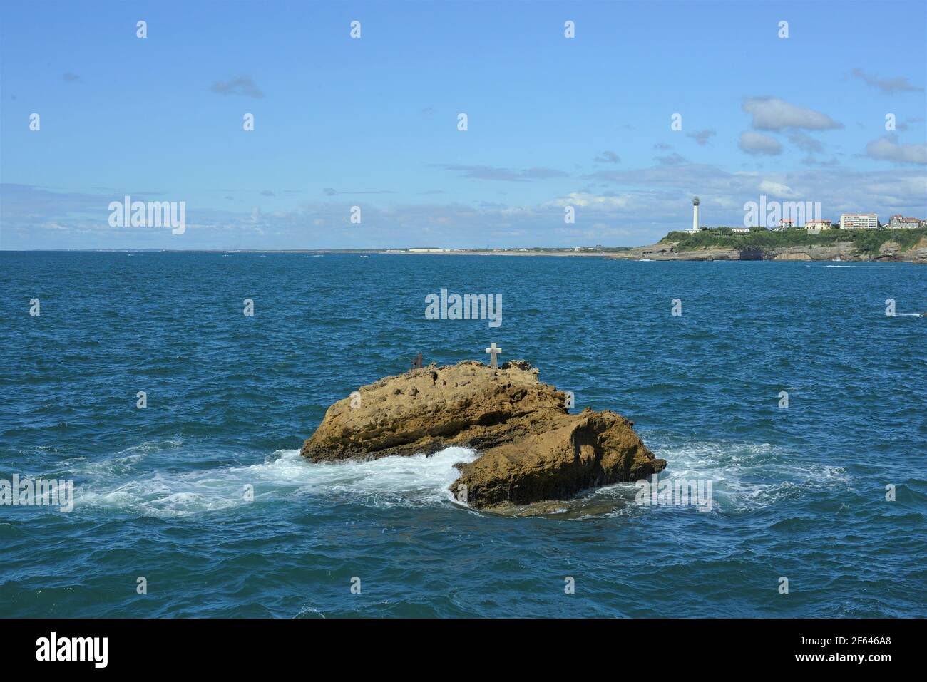 Rock of Gamaritz located on the coast of Biarritz-France Stock Photo