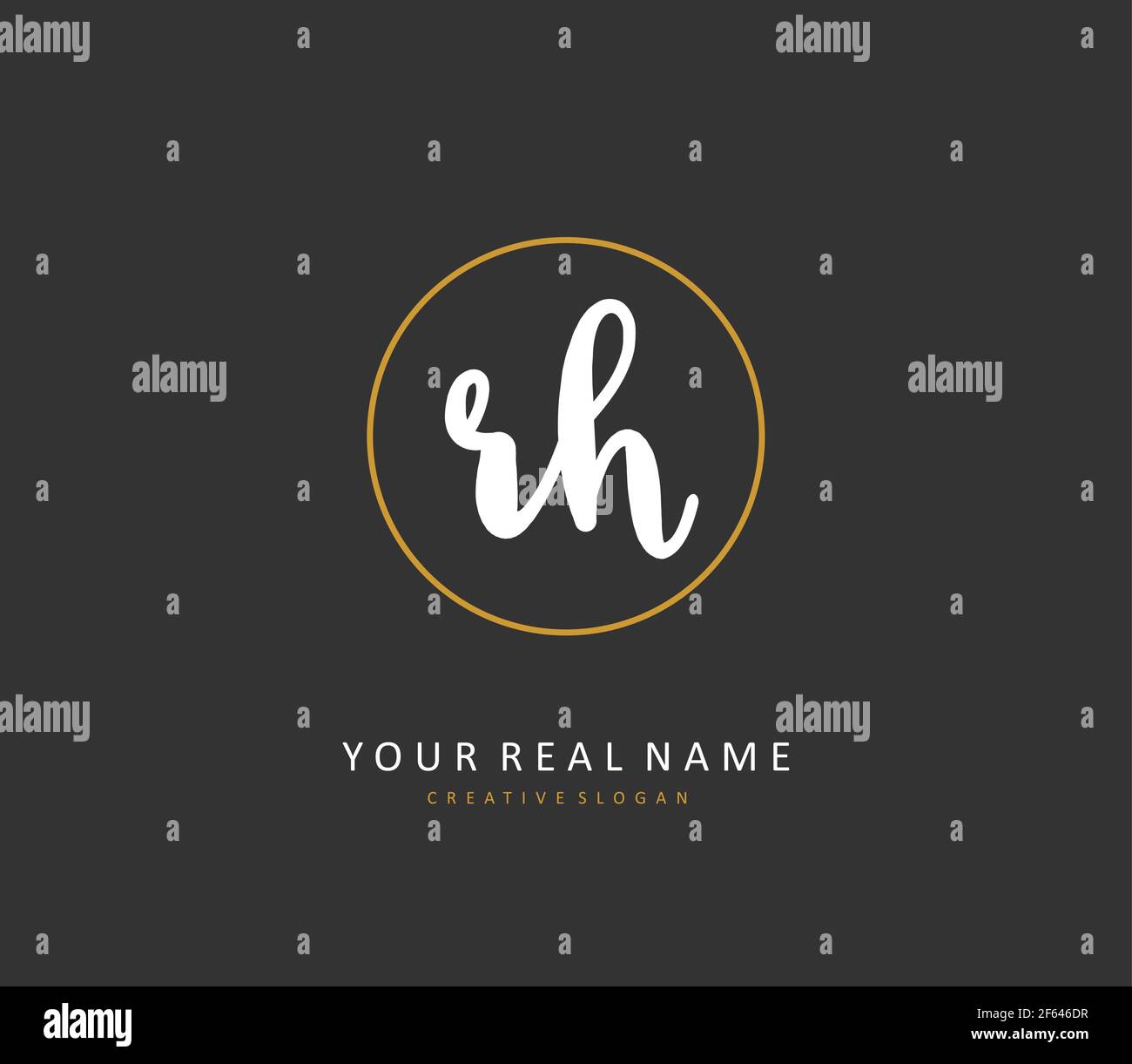 Rh Initals R H RH Initial letter handwriting and signature logo. A concept ...